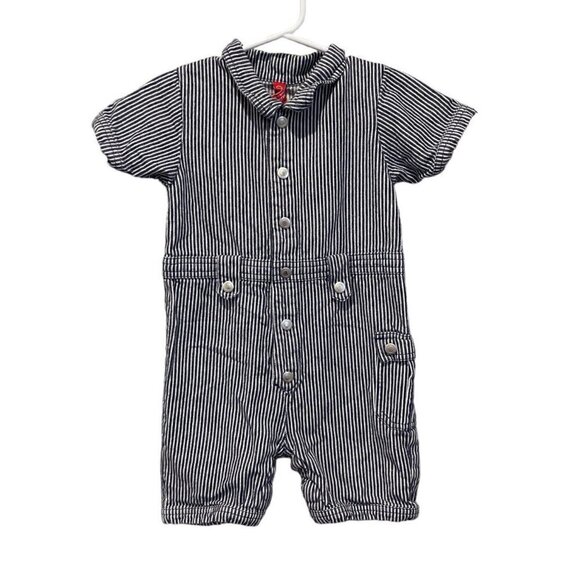 Hanna Andersson Other - Hanna Andersson Toddler Baby Boy One-Piece BLUE Railroad Stripe Romper 80, 18-24